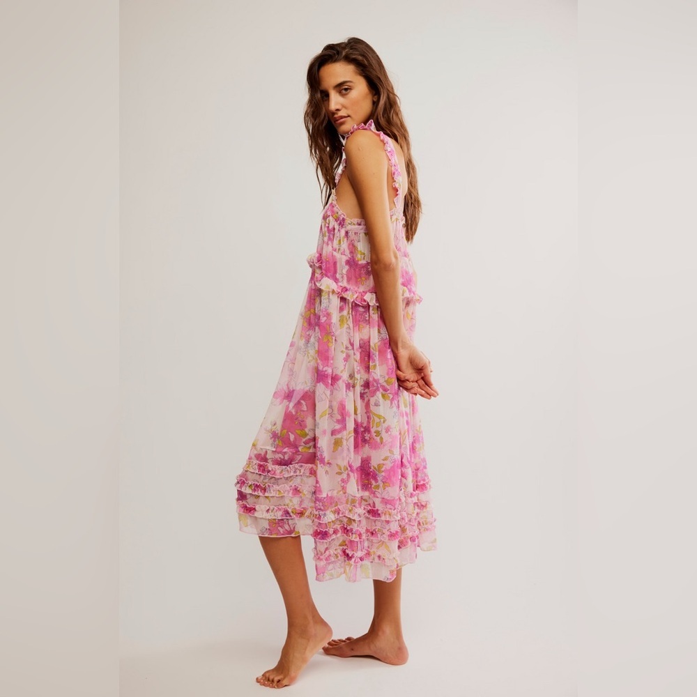 Free People Moon Phase Printed Midi Dress in Pop Combo - Picture 5 of 11